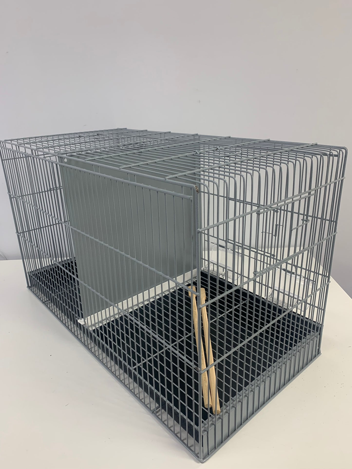 70cm Grey Metal Double Breeder Cage with Dark Grey Bottom Metal Tray. Size 71cm x 35cm x 42cm