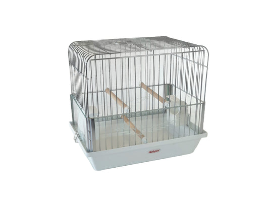 33cm Small Silver Metal Bird Cage with White Plastic Tray 33 cm's x 23 cm's x 30 cm's