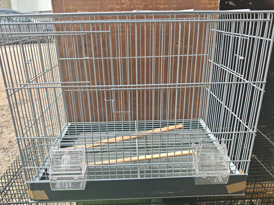 50cm Grey Metal Single Breeder Cage with a Black pullout Bottom Metal Tray. Size 51cm x 35cm x 42cm