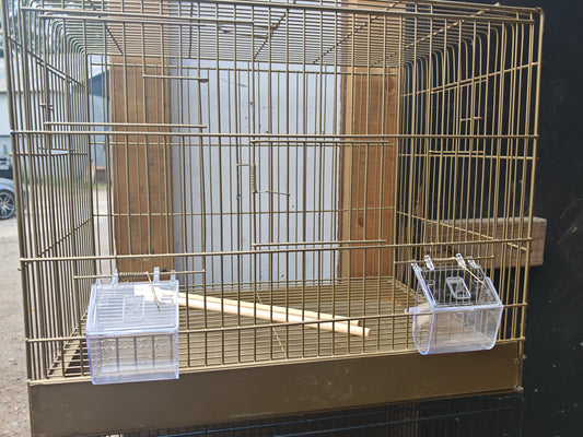 50cm Gold Metal Single Breeder Cage with a Gold Pullout Bottom Metal Tray. Size 51cm x 35cm x 42cm