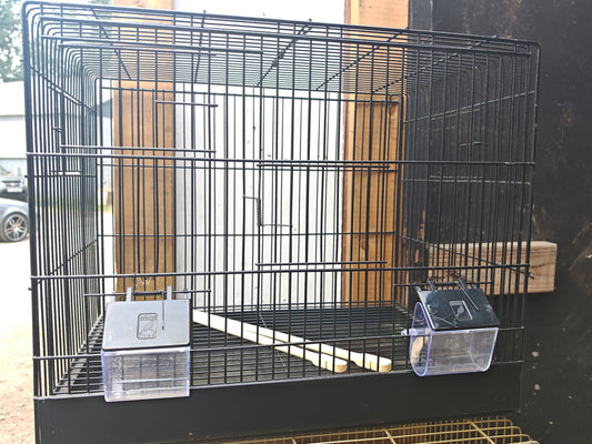 50cm Black Metal Single Breeder Cage with a Black Pullout Bottom Metal Tray. Size 51cm x 35cm x 42cm