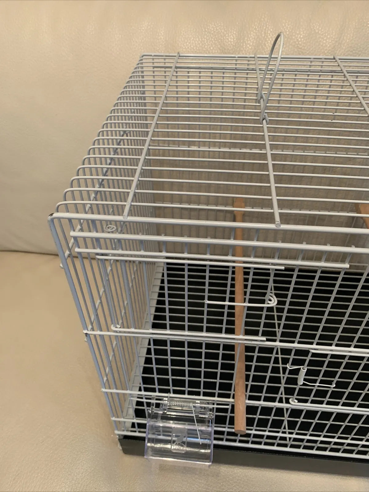 90cm Light Grey Metal Double Breeder Bird Cage with Black Metal Tray includes 4 Feeders & 4 wooden perches Size 110cm x 35cm x 42cm.