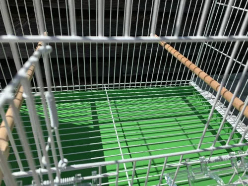 110cm White Metal Double Breeder Bird Cage with Green bottom Tray 110 x 35 x 42 (cm’s) 8 Feeders & 4 Perches