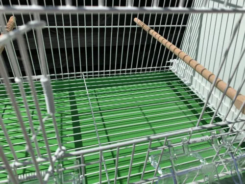 110cm White Metal Double Breeder Bird Cage with Green bottom Tray 110 x 35 x 42 (cm’s) 8 Feeders & 4 Perches