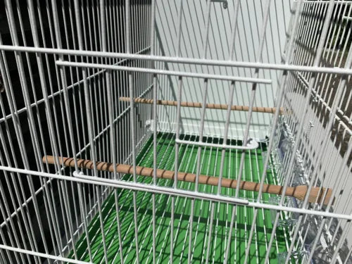 110cm White Metal Double Breeder Bird Cage with Green bottom Tray 110 x 35 x 42 (cm’s) 8 Feeders & 4 Perches