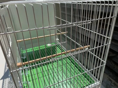 110cm White Metal Double Breeder Bird Cage with Green bottom Tray 110 x 35 x 42 (cm’s) 8 Feeders & 4 Perches