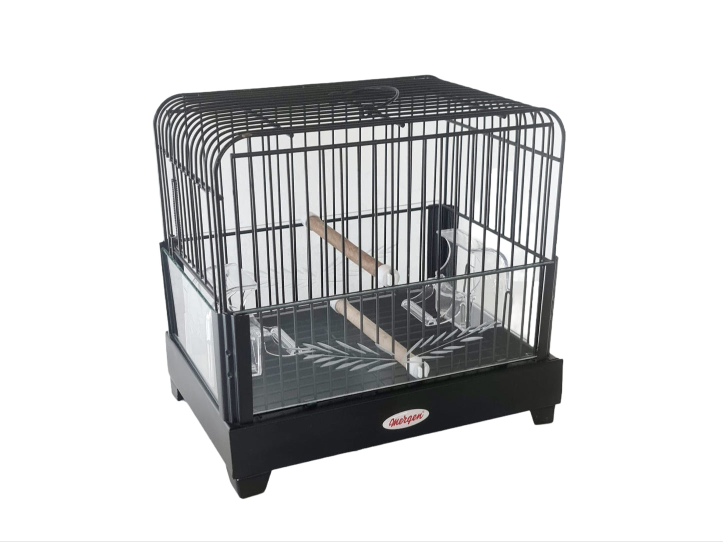 28.5cm Silver-Gold-Black Metal Bird Cage with decorative glass lowers(Small) Size 28.5cm's x 27cm's  x 20cm's.