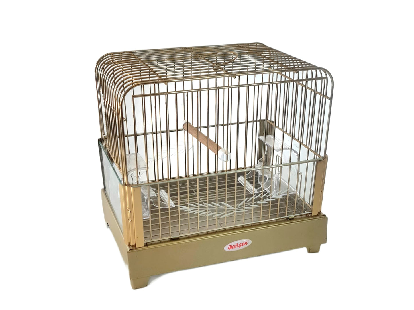 28.5cm Silver-Gold-Black Metal Bird Cage with decorative glass lowers(Small) Size 28.5cm's x 27cm's  x 20cm's.